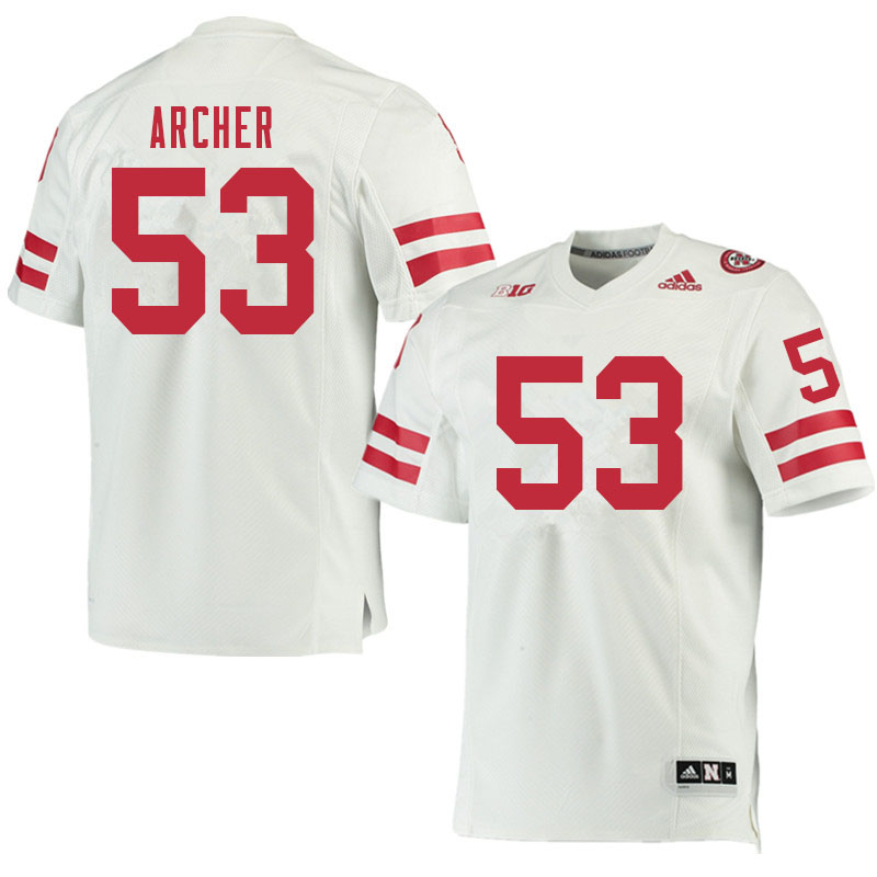 Men #53 Jake Archer Nebraska Cornhuskers College Football Jerseys Sale-White